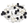 Rhodium Gold Filled Fancy Necklace, with Black Pearl, Polished, Rhodium Finish, 04.321.0025.3.30 (01 MM Thickness, 30 Inches Length)