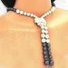 Rhodium Gold Filled Fancy Necklace, with Gray Pearl, Polished, Rhodium Finish, 04.321.0026.1.28 (06 MM Thickness, 28 Inches Length)