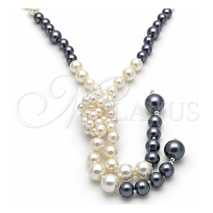 White Gold Filled Fancy Necklace, with Gray Pearl, Polished, Rhodium Finish, 04.321.0026.1.28 (06 MM Thickness, 28 Inches Length)
