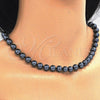 Oro Laminado Fancy Necklace, Gold Filled Style with Gray Pearl, Polished, Raw, 04.321.0027.1.60 (08 MM Thickness, 60 Inches Length)