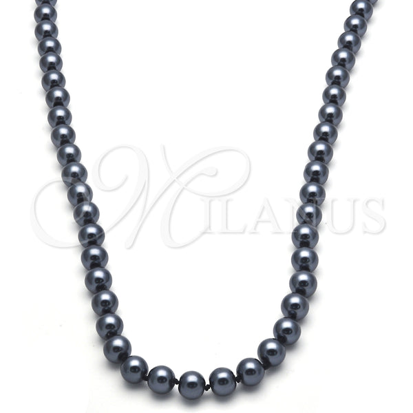 Oro Laminado Fancy Necklace, Gold Filled Style with Gray Pearl, Polished, Raw, 04.321.0027.1.60 (08 MM Thickness, 60 Inches Length)