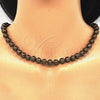 Oro Laminado Fancy Necklace, Gold Filled Style with Dark Brown Pearl, Polished, Raw, 04.321.0027.4.60 (08 MM Thickness, 60 Inches Length)