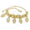 Oro Laminado Charm Bracelet, Gold Filled Style Hand of God Design, Polished, Golden Finish, 03.63.1923.08 (01 MM Thickness, 8 Inches Length)