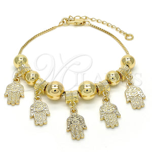 Gold Filled Bracelet — Charm Bracelet Hand of God and Judaica Design — main product view — SKU 123475 | Oro Laminado brazalete — Charm Bracelet Hand of God and Judaica diseño — SKU 123475