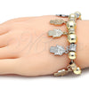 Oro Laminado Charm Bracelet, Gold Filled Style Hand of God Design, Polished, Tricolor, 03.63.1923.1.08 (01 MM Thickness, 8 Inches Length)