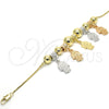 Oro Laminado Charm Bracelet, Gold Filled Style Hand of God Design, Polished, Tricolor, 03.63.1923.1.08 (01 MM Thickness, 8 Inches Length)