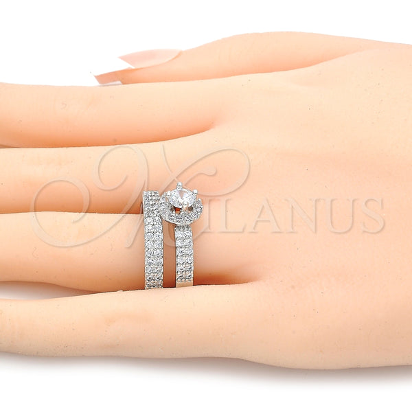 White Gold Filled Ring — Wedding Ring Duo Design with White Cubic Zirconia — alternate product view — SKU 123483 | Oro Laminado Blanco anillo — Wedding Ring Duo diseño with blanco Cubic Zirconia — SKU 123483