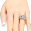 Rhodium Gold Filled Wedding Ring, Duo Design, with White Cubic Zirconia, Polished, Rhodium Finish, 01.99.0035.1.08 (Size 8)