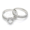 Rhodium Gold Filled Wedding Ring, Duo Design, with White Cubic Zirconia, Polished, Rhodium Finish, 01.99.0035.1.08 (Size 8)