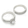 Rhodium Gold Filled Wedding Ring, Duo Design, with White Cubic Zirconia, Polished, Rhodium Finish, 01.99.0035.1.08 (Size 8)
