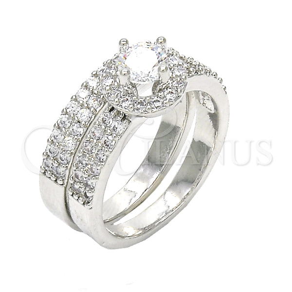 White Gold Filled Ring — Wedding Ring Duo Design with White Cubic Zirconia — main product view — SKU 123483 | Oro Laminado Blanco anillo — Wedding Ring Duo diseño with blanco Cubic Zirconia — SKU 123483