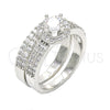 Rhodium Gold Filled Wedding Ring, Duo Design, with White Cubic Zirconia, Polished, Rhodium Finish, 01.99.0035.1.08 (Size 8)