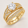 Oro Laminado Wedding Ring, Gold Filled Style Duo Design, with White Cubic Zirconia, Polished, Golden Finish, 01.284.0020.08 (Size 8)