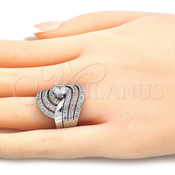 White Gold Filled Ring — Wedding Ring Duo Design with White Cubic Zirconia — alternate product view — SKU 123512 | Oro Laminado Blanco anillo — Wedding Ring Duo diseño with blanco Cubic Zirconia — SKU 123512