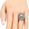 Rhodium Gold Filled Wedding Ring, Duo Design, with White Cubic Zirconia, Polished, Rhodium Finish, 01.99.0080.1.07 (Size 7)