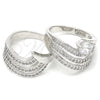 Rhodium Gold Filled Wedding Ring, Duo Design, with White Cubic Zirconia, Polished, Rhodium Finish, 01.99.0080.1.07 (Size 7)