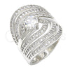 Rhodium Gold Filled Wedding Ring, Duo Design, with White Cubic Zirconia, Polished, Rhodium Finish, 01.99.0080.1.07 (Size 7)