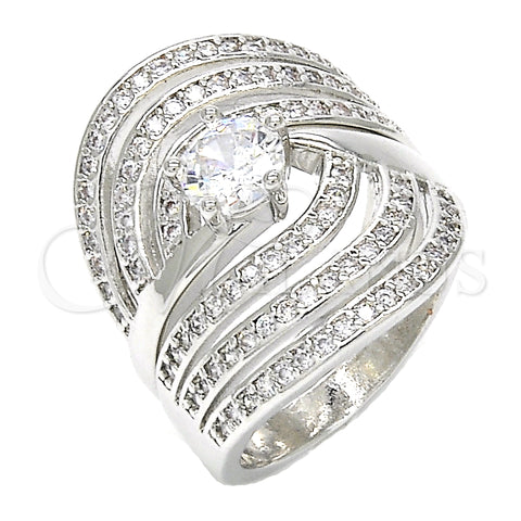 Rhodium Gold Filled Wedding Ring, Duo Design, with White Cubic Zirconia, Polished, Rhodium Finish, 01.99.0080.1.08 (Size 8)