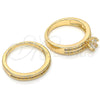 Oro Laminado Wedding Ring, Gold Filled Style Duo Design, with White Cubic Zirconia, Polished, Golden Finish, 01.284.0023.07 (Size 7)