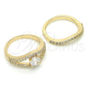 Oro Laminado Wedding Ring, Gold Filled Style Duo Design, with White Cubic Zirconia, Polished, Golden Finish, 01.284.0026.09 (Size 9)