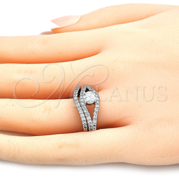 White Gold Filled Ring — Wedding Ring Duo Design with White Cubic Zirconia — alternate product view — SKU 123544 | Oro Laminado Blanco anillo — Wedding Ring Duo diseño with blanco Cubic Zirconia — SKU 123544