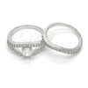 Rhodium Gold Filled Wedding Ring, Duo Design, with White Cubic Zirconia, Polished, Rhodium Finish, 01.284.0026.1.08 (Size 8)