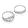 Rhodium Gold Filled Wedding Ring, Duo Design, with White Cubic Zirconia, Polished, Rhodium Finish, 01.284.0026.1.08 (Size 8)