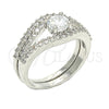 Rhodium Gold Filled Wedding Ring, Duo Design, with White Cubic Zirconia, Polished, Rhodium Finish, 01.284.0026.1.08 (Size 8)