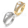 Rhodium Gold Filled Wedding Ring, Duo Design, with White Cubic Zirconia, Polished, Rhodium Finish, 01.284.0026.1.08 (Size 8)