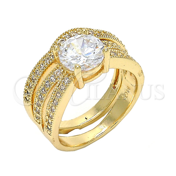Gold Filled Ring — Wedding Ring Duo Design with White Cubic Zirconia — main product view — SKU 123548 | Oro Laminado anillo — Wedding Ring Duo diseño with blanco Cubic Zirconia — SKU 123548