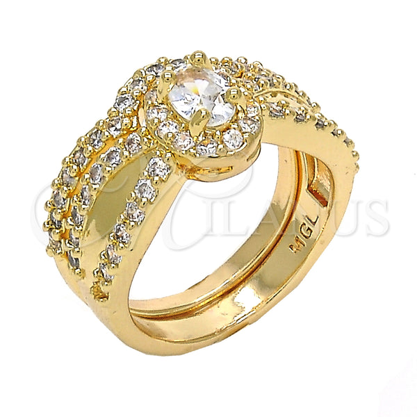 Gold Filled Ring — Wedding Ring Duo Design with White Cubic Zirconia — main product view — SKU 123560 | Oro Laminado anillo — Wedding Ring Duo diseño with blanco Cubic Zirconia — SKU 123560