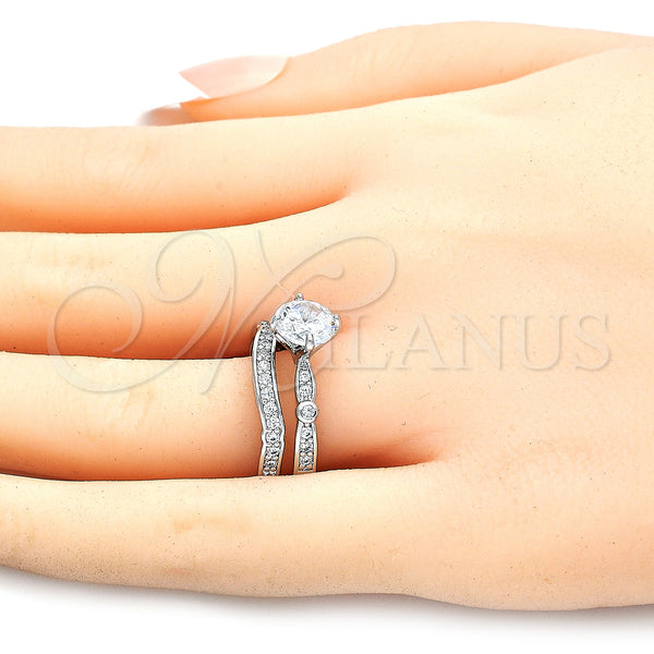 White Gold Filled Ring — Wedding Ring Duo Design with White Cubic Zirconia — alternate product view — SKU 123586 | Oro Laminado Blanco anillo — Wedding Ring Duo diseño with blanco Cubic Zirconia — SKU 123586