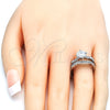 Rhodium Gold Filled Wedding Ring, Duo Design, with White Cubic Zirconia, Polished, Rhodium Finish, 01.284.0035.1.08 (Size 8)