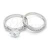 Rhodium Gold Filled Wedding Ring, Duo Design, with White Cubic Zirconia, Polished, Rhodium Finish, 01.284.0035.1.08 (Size 8)