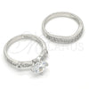 Rhodium Gold Filled Wedding Ring, Duo Design, with White Cubic Zirconia, Polished, Rhodium Finish, 01.284.0035.1.08 (Size 8)