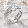 White Gold Filled Wedding Ring, Duo Design, with White Cubic Zirconia, Polished, Rhodium Finish, 01.284.0035.1.08 (Size 8)
