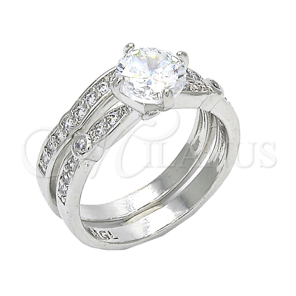 White Gold Filled Ring — Wedding Ring Duo Design with White Cubic Zirconia — main product view — SKU 123586 | Oro Laminado Blanco anillo — Wedding Ring Duo diseño with blanco Cubic Zirconia — SKU 123586