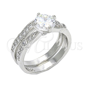 White Gold Filled Ring — Wedding Ring Duo Design with White Cubic Zirconia — main product view — SKU 123586 | Oro Laminado Blanco anillo — Wedding Ring Duo diseño with blanco Cubic Zirconia — SKU 123586