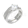 Rhodium Gold Filled Wedding Ring, Duo Design, with White Cubic Zirconia, Polished, Rhodium Finish, 01.284.0035.1.08 (Size 8)