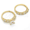 Oro Laminado Wedding Ring, Gold Filled Style Duo and Baguette Design, with White Cubic Zirconia, Polished, Golden Finish, 01.284.0037.09 (Size 9)