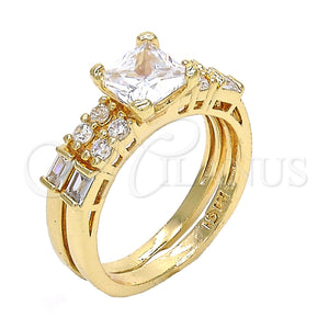 Gold Filled Ring — Wedding Ring Duo and Baguette Design with White — main product view — SKU 123596 | Oro Laminado anillo — Wedding Ring Duo and Baguette diseño with blanco — SKU 123596