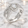 White Gold Filled Wedding Ring, Duo Design, with White Cubic Zirconia, Polished, Rhodium Finish, 01.284.0029.1.08 (Size 8)