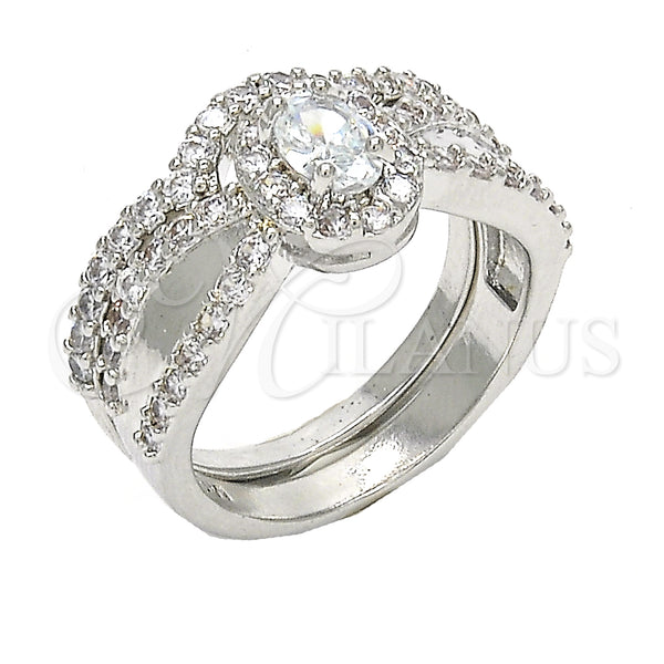 White Gold Filled Ring — Wedding Ring Duo Design with White Cubic Zirconia — main product view — SKU 123607 | Oro Laminado Blanco anillo — Wedding Ring Duo diseño with blanco Cubic Zirconia — SKU 123607