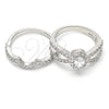 Rhodium Gold Filled Wedding Ring, Duo Design, with White Cubic Zirconia, Polished, Rhodium Finish, 01.284.0029.1.09 (Size 9)