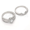 Rhodium Gold Filled Wedding Ring, Duo Design, with White Cubic Zirconia, Polished, Rhodium Finish, 01.284.0029.1.09 (Size 9)