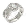 Rhodium Gold Filled Wedding Ring, Duo Design, with White Cubic Zirconia, Polished, Rhodium Finish, 01.284.0029.1.09 (Size 9)