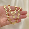 Oro Laminado Basic Necklace, Gold Filled Style Mariner Design, Polished, Golden Finish, 04.63.1311.22 (Thickness, 22 Inches Length)
