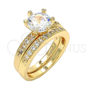 Gold Filled Ring — Wedding Ring Duo Design with White Cubic Zirconia — main product view — SKU 123610 | Oro Laminado anillo — Wedding Ring Duo diseño with blanco Cubic Zirconia — SKU 123610