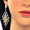 Oro Laminado Dangle Earring, Gold Filled Style with White Cubic Zirconia, Polished, Golden Finish, 02.268.0081