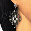 Oro Laminado Dangle Earring, Gold Filled Style with White Cubic Zirconia, Polished, Golden Finish, 02.268.0081